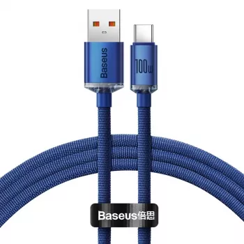 Baseus USB-A USB-C Crystal Shine kaabel 100W 1,2m sinine