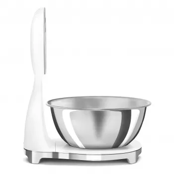 Smeg KSF01WHWW 50ndate stiilis mehaaniline köögikaal roostevabast terasest kausiga, 5 kg kandevõime, valge