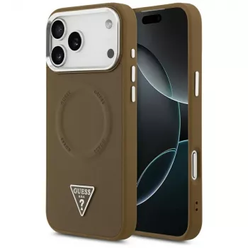 Guess Triangle Logo MagSafe kate iPhone 17 Pro jaoks (pruun)