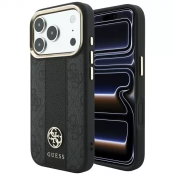 Guess 4G Stripe Round ja Classic Logos MagSafe ümbris Apple iPhone 18 Pro / 17 Pro jaoks - Must