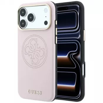 Guess Perforated 4G Gold Logo MagSafe kate iPhone 18 Pro / 17 Pro jaoks - Roosa