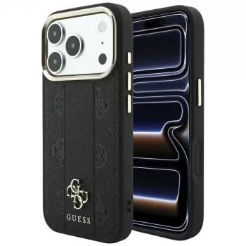 Guess Stripe Peony 4G Logo MagSafe ümbris iPhone 18 Pro Max / 17 Pro Max jaoks - Must