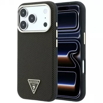 GUESS Kevlar Triangle Logo MagSafe ümbris iPhone 17 Pro / 18 Pro jaoks – pruun