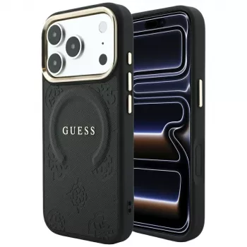 Guess Saffiano Peony & Ring MagSafe ümbris iPhone 18 Pro Max / 17 Pro Max jaoks - Must