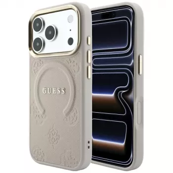 Guess Saffiano Peony & Ring MagSafe ümbris iPhone 18 Pro / 17 Pro jaoks - Roosa