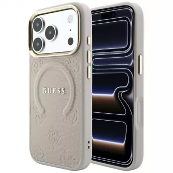 GUESS Saffiano Peony & Ring MagSafe ümbris iPhone 18 Pro Max / 17 Pro Max jaoks - Roosa
