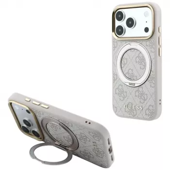 Guess Ring Stand 360 4G Classic Logo MagSafe ümbris iPhone 18 Pro Max / 17 Pro Max - Roosa