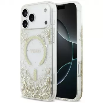 Guess Resin Bottom Glitter MagSafe ümbris iPhone 18 Pro Max / 17 Pro Max jaoks, kuldne