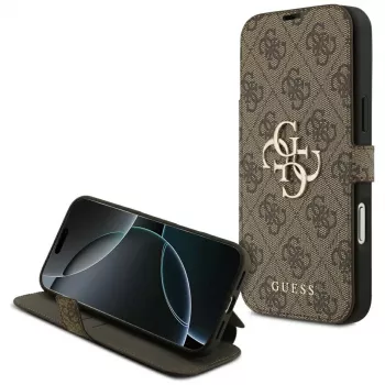 Guess Book 4G Metal Logo Folio-ümbris iPhone 18 Pro Max / 17 Pro Max jaoks - pruun