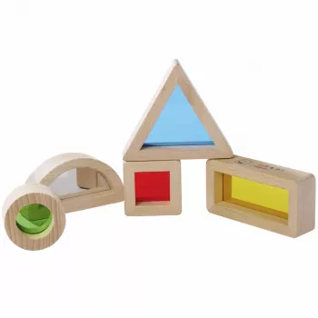 Eichhorn Montessori akendega ehitusklotsid, 20-osaline komplekt, FSC® 100% sertifitseeritud pöökpuit värviliste akrüülakendega, hariv valguse ja värvi avastamise mänguasi vanusele alates 12 kuust