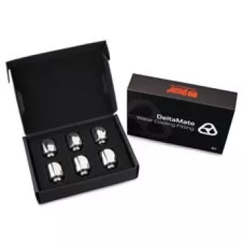 Thermal Grizzly DeltaMate pöördfitting 90° G1/4 tolli läikiv nikkel – 6-pakk