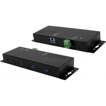 EXSYS EX-1184HMVS-2 4-pordiline USB 3.2 Gen 1 alumiiniumjaotur toiteadapteriga