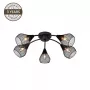 Bistro 5-tuline antiikhõbedast laelamp E14-pesadega, max 5x40W, klaasist varjunditega, lae lähedale kinnitatav