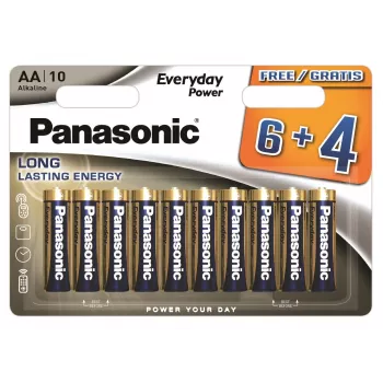 Panasonic Everyday Power leelispatareid AA LR6 10-pakk (6+4 tasuta) - 1,5V, 10-aastane säilivusaeg, Triple Tough Coating