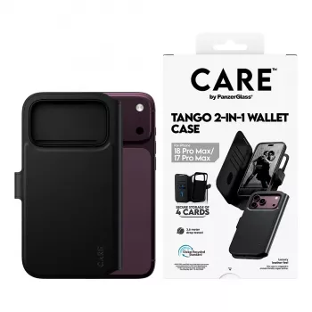 CARE by PanzerGlass Tango Flip-ümbris Apple iPhone 17 Pro Max jaoks - MagSafe ühilduv - vegan nahk - must