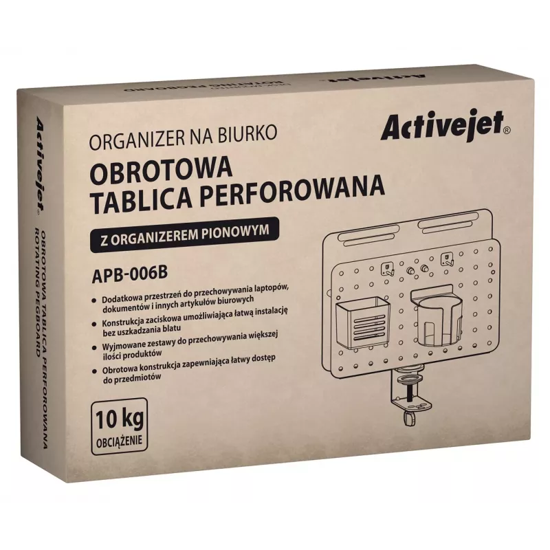 Activejet APB-006B Pöörlev perforeeritud lauakorraldaja vertikaalse dokumendihoidikuga, must