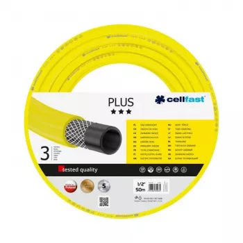 CELLFAST 10-201 ECONOMIC aiavoolik 50 m, 1/2 inch, 3-kihiline PVC, kollane, maapealne