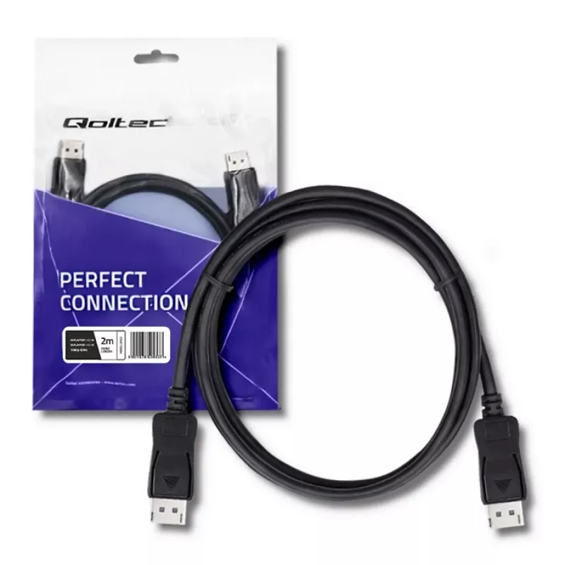 Qoltec DisplayPort 1.1 kaabel, isane-isane, 4K, 2m, must