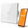 Qoltec 52715 Nutikas Wi-Fi puutetundlik valguslüliti, 1 kanal, karastatud klaas, valge, Tuya/Smart Life, taimer, häälejuhtimine