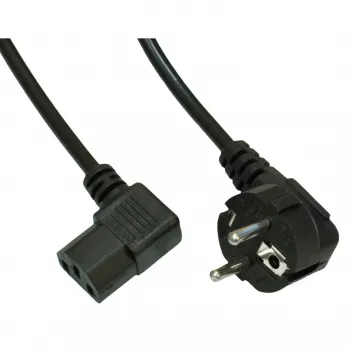 Akyga AK-PC-02A nurgpistikuga toitekaabel, CEE 7/7 – IEC C13 90°, 1,5 m, must