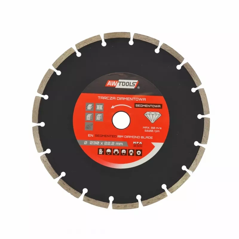 AWTOOLS AW45351 Teemantlihvimistass 125 mm Turbo segment betoonile, müüritisele, kivile - kuivlihvimine, 22,23 mm ava