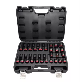 AWTOOLS 1/2 tolline löökmutrivõtme komplekt, 26-osaline, 10-24mm, lühike ja pikk, Cr-Mo, Black Line