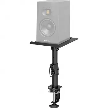 MOZOS MSK10 stuudiomonitoride alused paar – kõrgusreguleeritavad terasest kõlarialused isolatsioonipadjade, põrandatihvtide ja kaablihaldusega, 800–1300 mm, 20 kg koormus aluse kohta, must