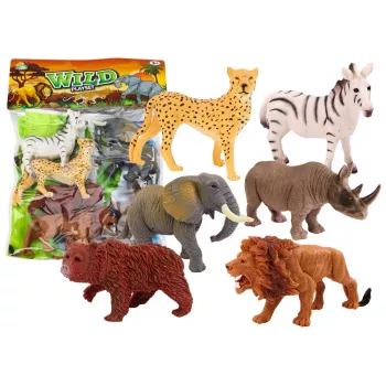 LEAN TOYS 6 metslooma kujukest komplekt, elevant, lõvi, ninasarvik, tiiger, sebra, kaelkirjak