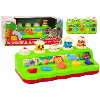 LEAN TOYS Hüppavad Loomad Hariv Tegevuspaneel Helidega Lastele Alates 12 Kuust