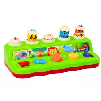 LEAN TOYS Hüppavad Loomad Hariv Tegevuspaneel Helidega Lastele Alates 12 Kuust