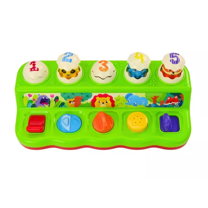 LEAN TOYS Hüppavad Loomad Hariv Tegevuspaneel Helidega Lastele Alates 12 Kuust