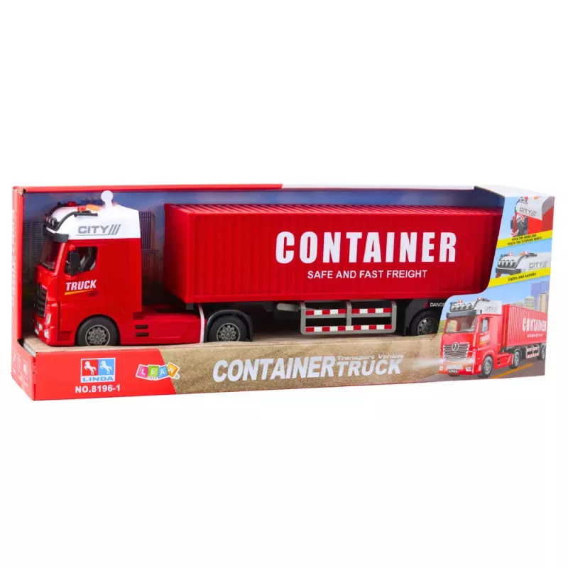 LEAN TOYS Transpordiveok konteineriga, tulede ja helidega, punane