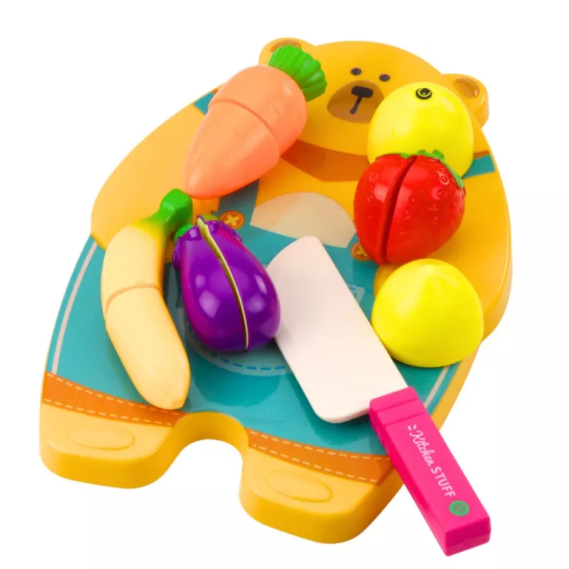 LEAN TOYS Puuvilja- ja köögivilja lõikelaud noakomplektiga, harivad tarvikud lastele