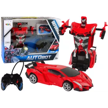 LEAN TOYS Auto Robot 2-in-1 Kaugjuhtimisega Sõiduk Punane