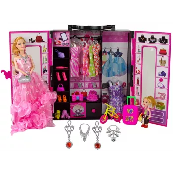 LEAN TOYS nukk riidekapiga riietusruumiga ilutüdrukute kohvris