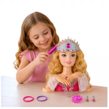 LEAN TOYS Beauty Fashion Styling Peak nukuga aksessuaaridega, blondide juustega, 25 cm, lastele alates 3. eluaastast