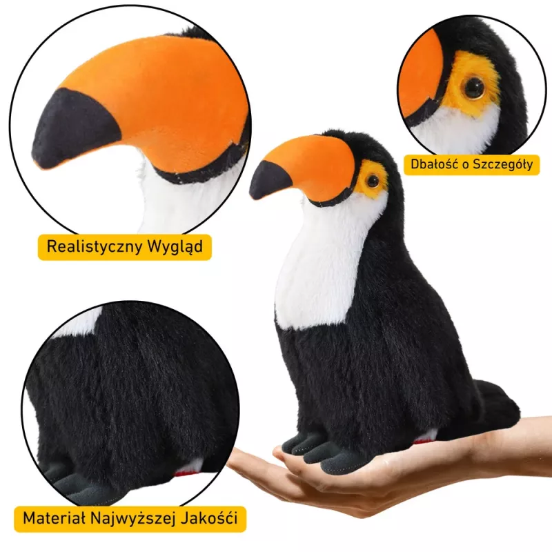 LEAN TOYS Plüüsist Tukaanilind Plüüsist Mänguasi Maskott Pehme Mänguasi Valge 30cm