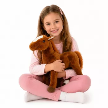LEAN TOYS Pruun plüüsist hobune topis 40cm