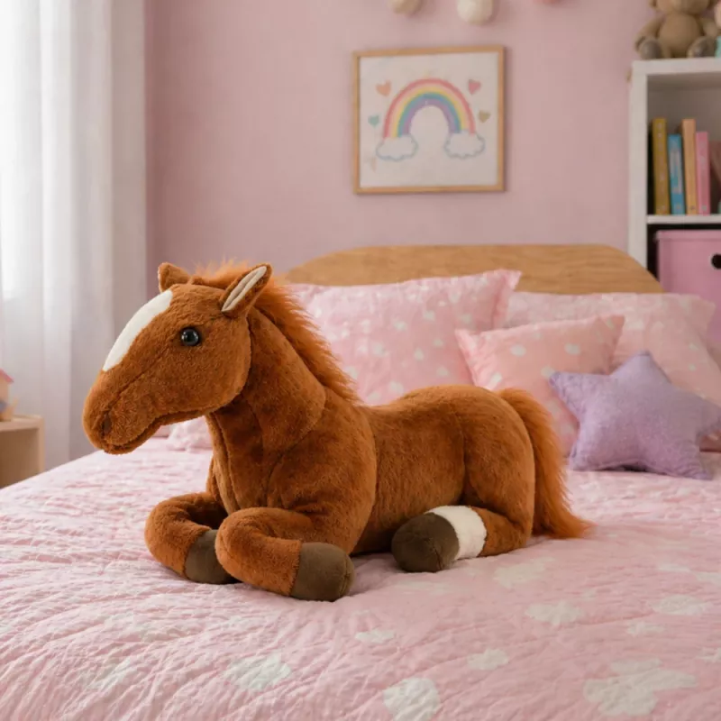 LEAN TOYS Pruun plüüsist hobune topis 40cm