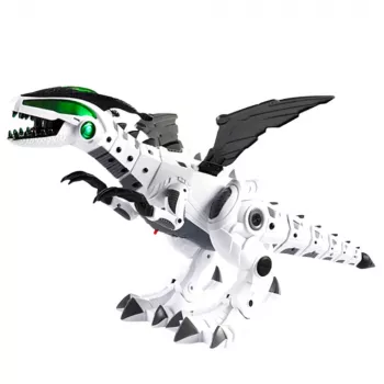 LEAN TOYS Patareitoitega Dinosaurusrobot liikuvate tiibade, tulede ja heliga, valge