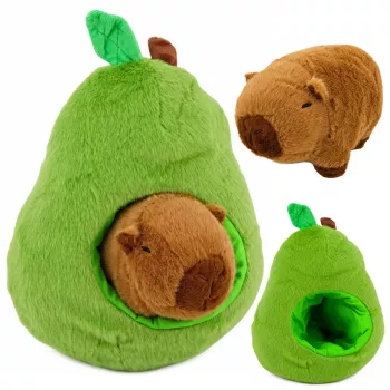 LEAN TOYS Roheline avokaado capybaraga 2-in-1 pööratav plüüšmänguasi 35 cm