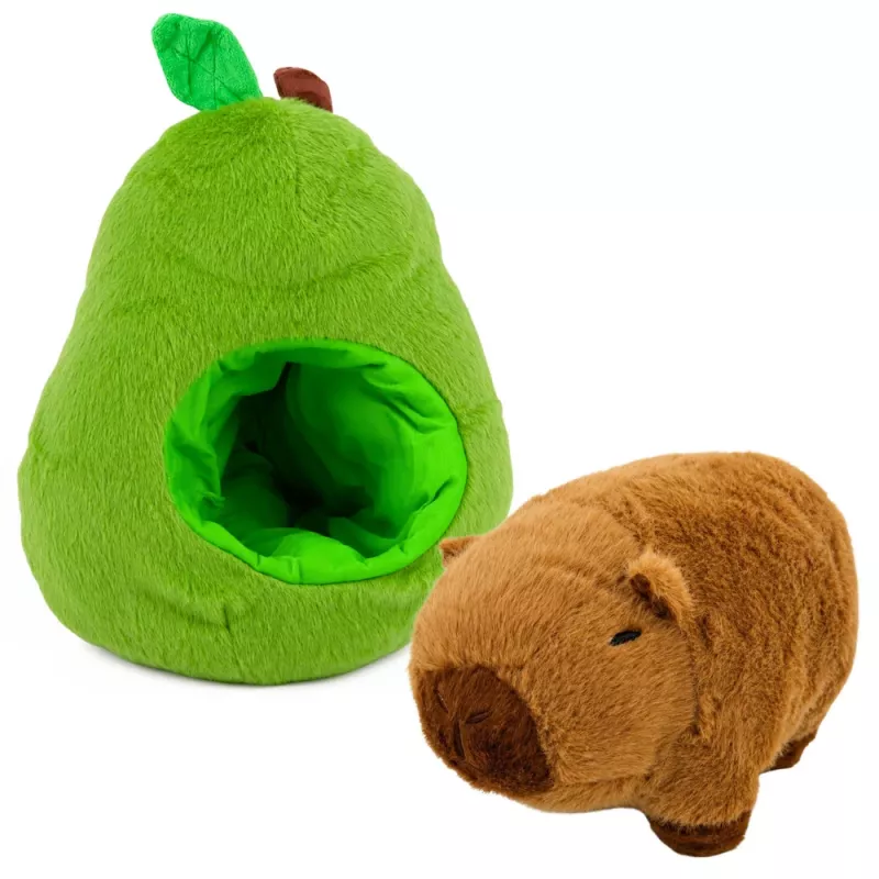LEAN TOYS Roheline avokaado capybaraga 2-in-1 pööratav plüüšmänguasi 35 cm