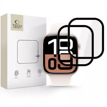 Tech-Protect Glass Flex+ Ekraanikaitse Apple Watch 42mm (2-pakk, must)
