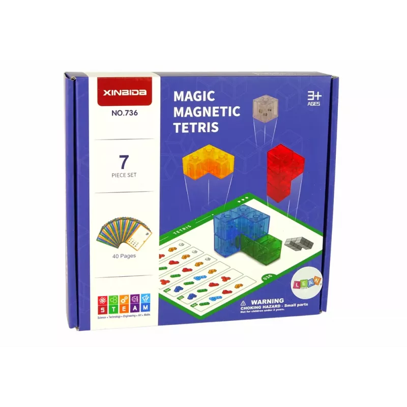 LEAN TOYS Magic Magnetic Cube 7 Elements - Magnetiline 3D- pusle, 7 tükki, mitmevärviline, õppemänguasjaks alates 6. eluaastast