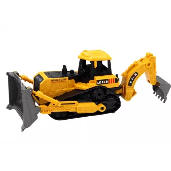 LEAN TOYS roomik-ekskavaator ehitusmasin 2 kopaga, kollane