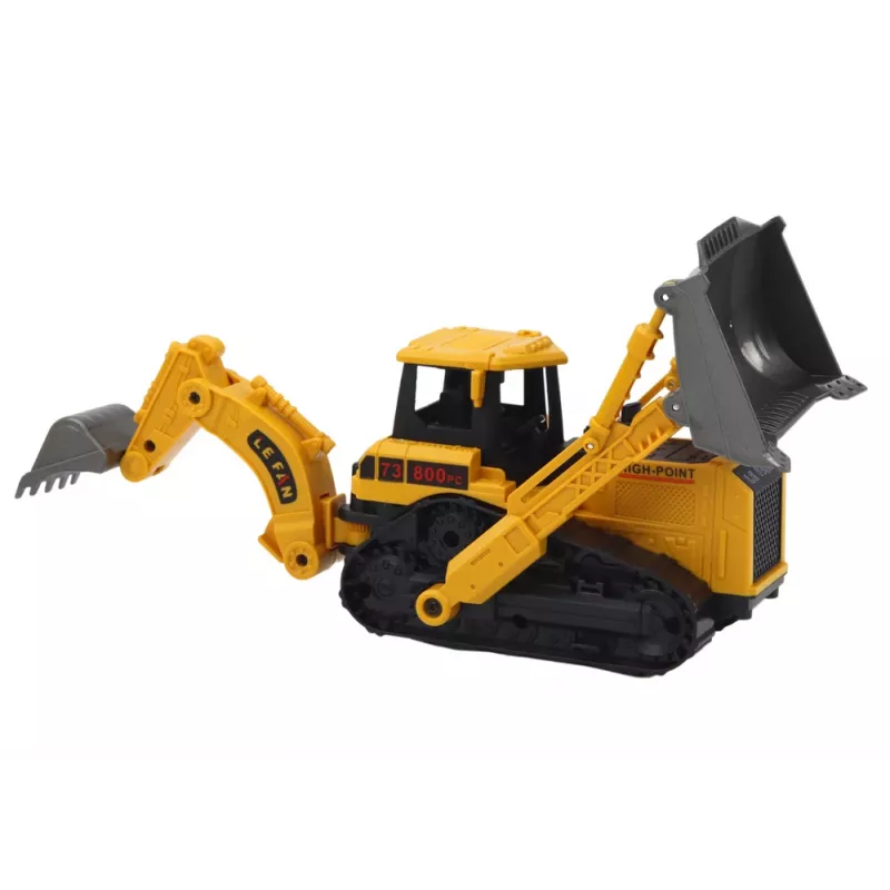 LEAN TOYS roomik-ekskavaator ehitusmasin 2 kopaga, kollane