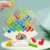 LEAN TOYS Tetrise torni tasakaalustamise oskusmäng 16 klotsi 22 värvikaarti
