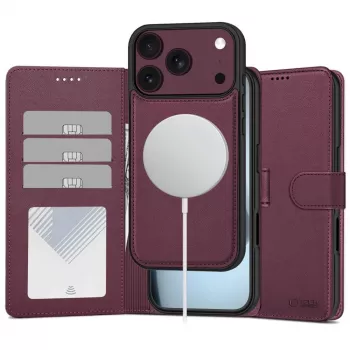 TECH-PROTECT MagSafe rahakott iPhone 17 Pro Max / 18 Pro Max jaoks – mooruspuu, RFID-blokeeringuga, mahutab 3 kaarti