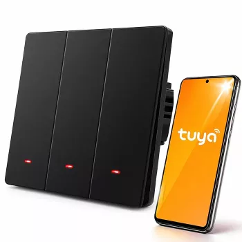 Qoltec 3-kanaliline nutikas Wi-Fi puutelüliti, must