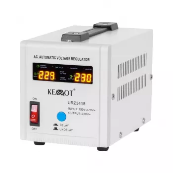 KEMOT SER-500 Automaatne pingestabilisaator 500VA 300W Releega 230V AC väljund Schuko pistikupesa LED-indikaatorid